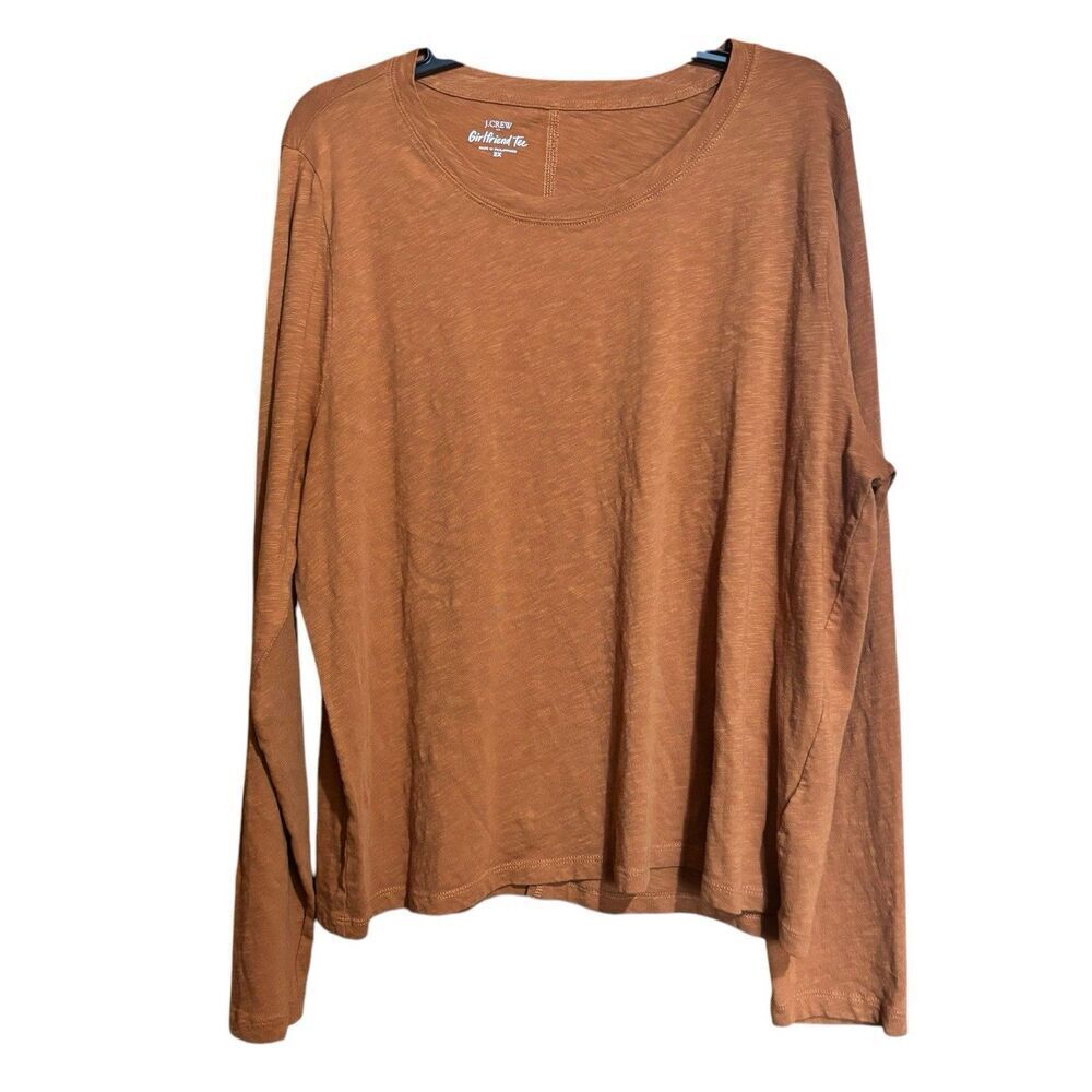 J Crew Girlfriend Tee Womens 2X Yellow Cotton Long Sleeve Blouse